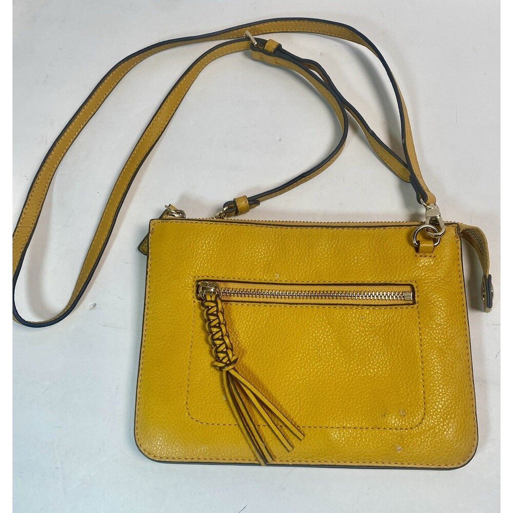 VINCE CAMUTO Crossbody VV Purse Bag Canary Yellow Leather Soft Classy Handbag